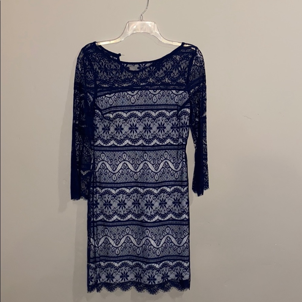 Navy Blue & White, Lace Dress